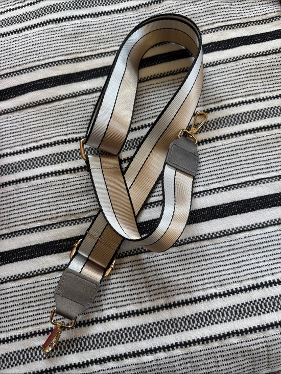 Handbags - Neutral Striped Adjustable Bag Strap - Gokd, Silver & Black